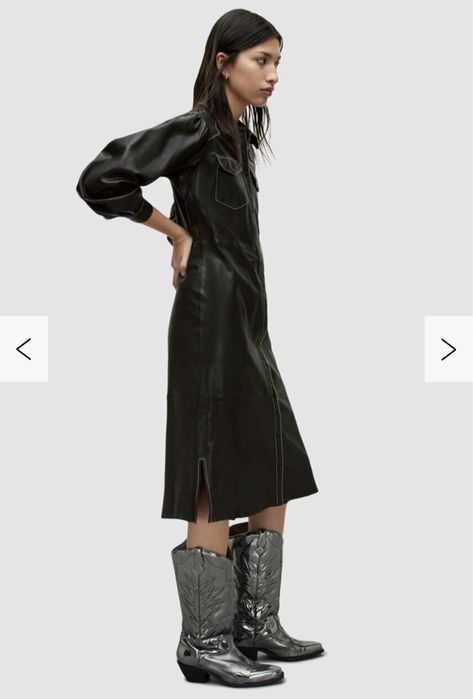 AllSaints rochie de piele naturala