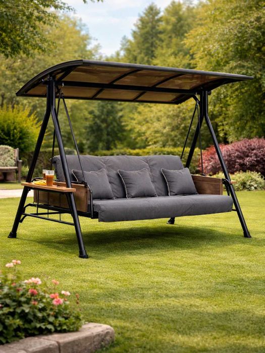 Садовые качели, 3-местные, 195x150x200 см, с зонтом