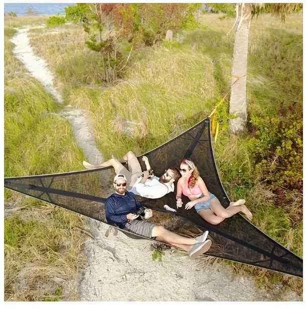 ГИГАНТСКИ Триточков ХАМАК Триъгълна люлка за 3 души *280см * Три точки