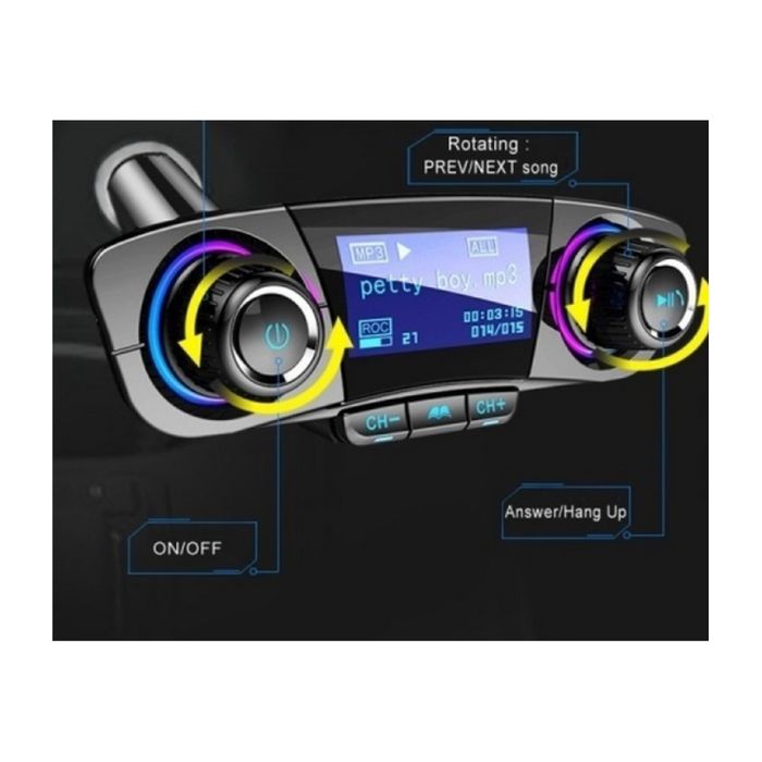 Трансмитер с дисплей, Bluetooth, USB, MP3 и FM за автомобил