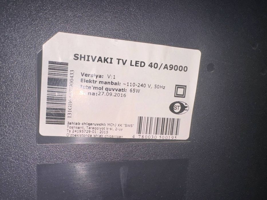 Tv smartmas shiwaki 40 dyumli