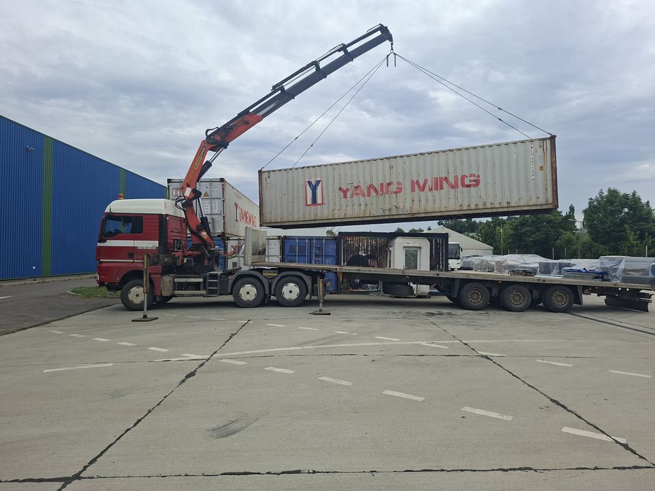 Transport containere,buldo excavatoare,utilaje,tractoare,inchiriez platforma trailer