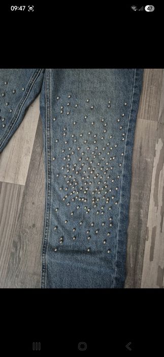 Blugi cu pietricele talie înaltă