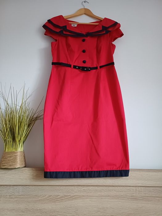 Rochie elegantă roșie Ma Dame, mărimea 44 (bumbac elastic)