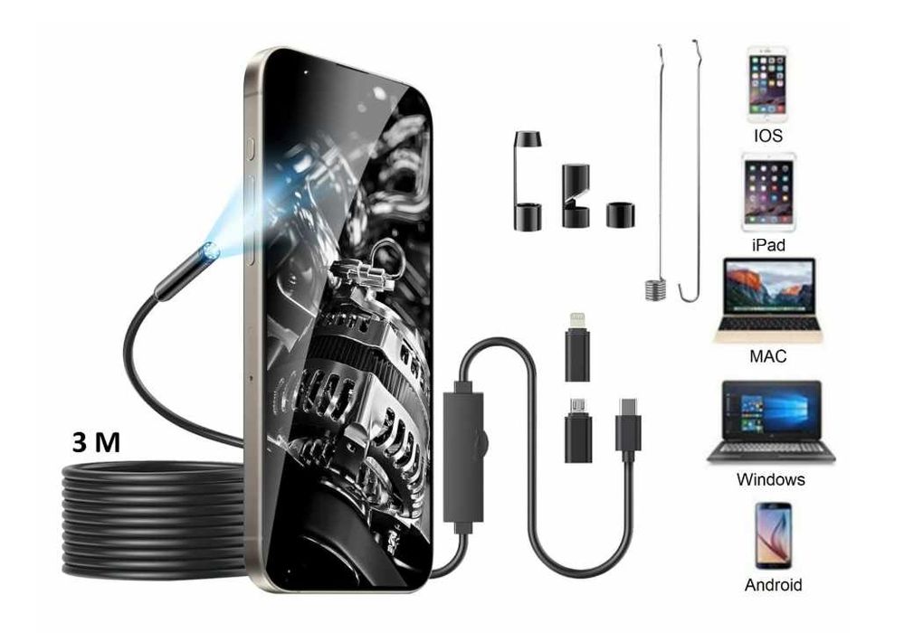 Ендоскоп камера за телефон IOS Android 3м кабел