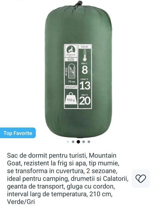 sac de dormit, tip mumie