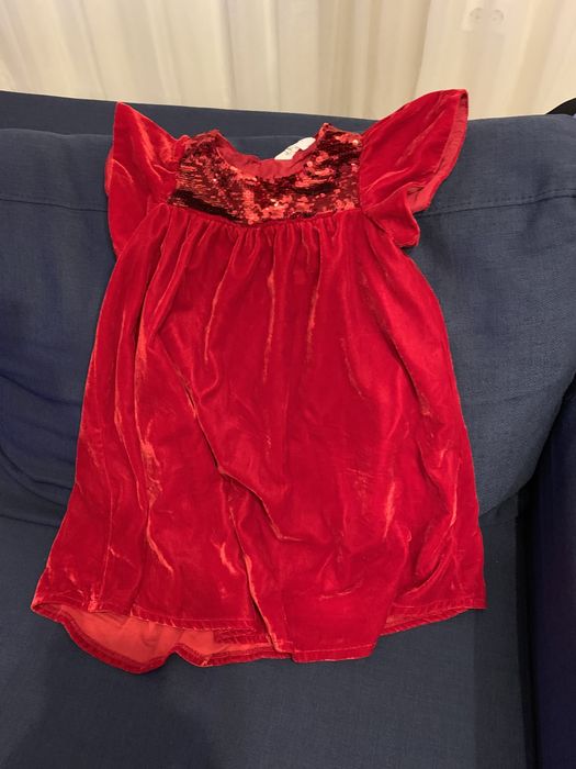 Rochie catifea fetite craciun rosie 4-5 ani, 110 cm