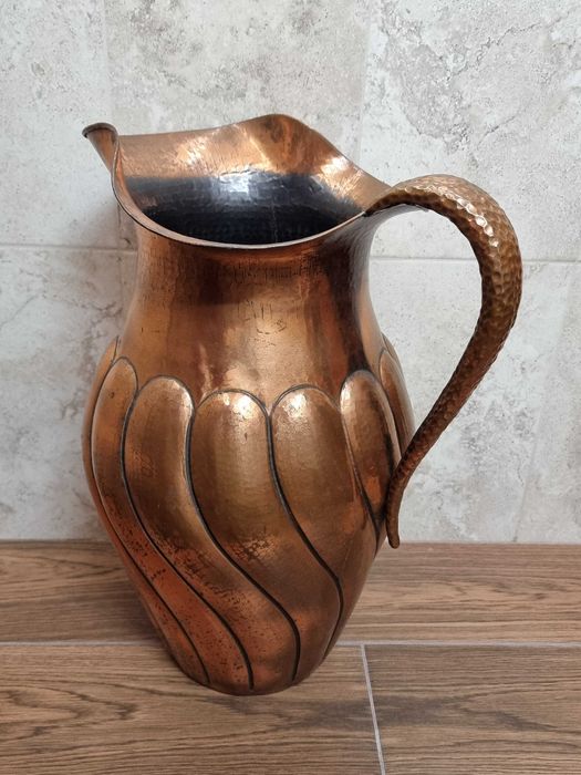 Carafa mare cupru, vaza 52 cm vintage, deosebita