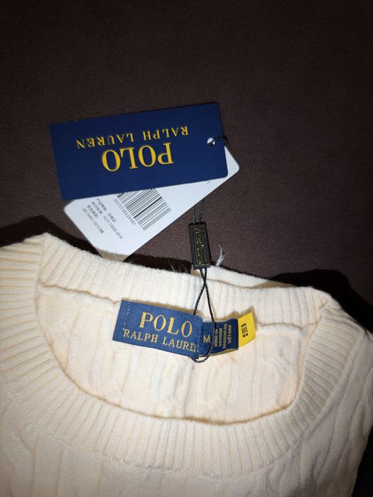 Pulover Polo Ralph Lauren Cable-Knit Alb / Cream - Nou cu Etichetă