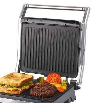 Gratar grill electric - contact grill - 2 zone de gătit - XL, inox -45% reducere