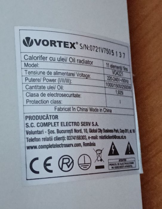 Panou Control / Piese Calorifer Ulei Vortex VO4221 (2500W)