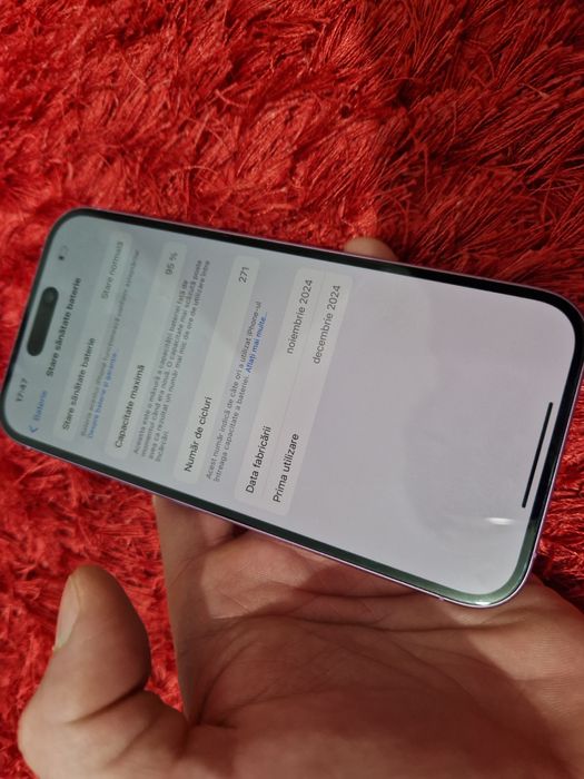 -Iphone 16, ca Nou, 256Gb, 8Ram, E-Sim, Pink Titanium, ireprosabil, ba