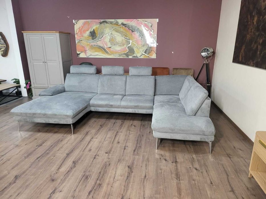 Сив П-образен ъглов диван от плат Dieter Knoll Arzona