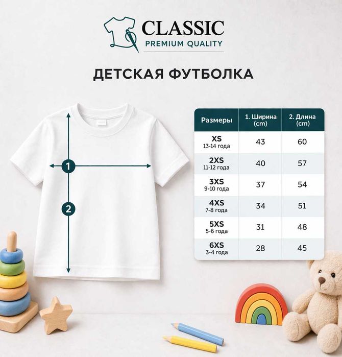 Детские Футболки CLASSIC Premium Quality — 100% Хлопок
