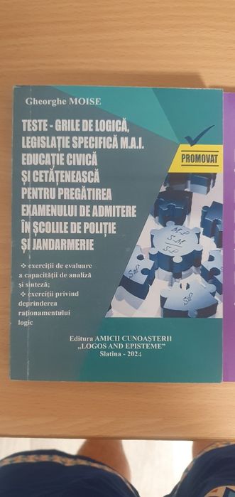 Vând culegeri teste logica , legislație și un ghid legislativ