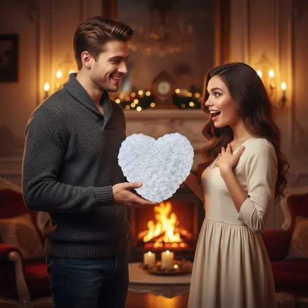 Артикул в кутия - сърце от изкуствени рози, в подаръчна кутия