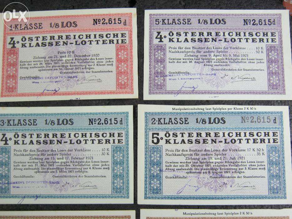 Lot,12 bucati,bilete vechi, LOTERIE AUSTRIA,1920-1921