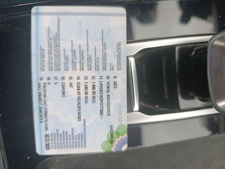 Chery tigo 7pro prapan bilan jihozlangan