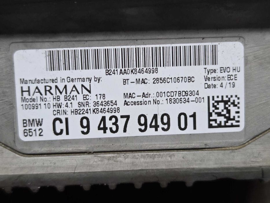 Modul unitate navigatie NBT EVO hu BMW cod 9437949