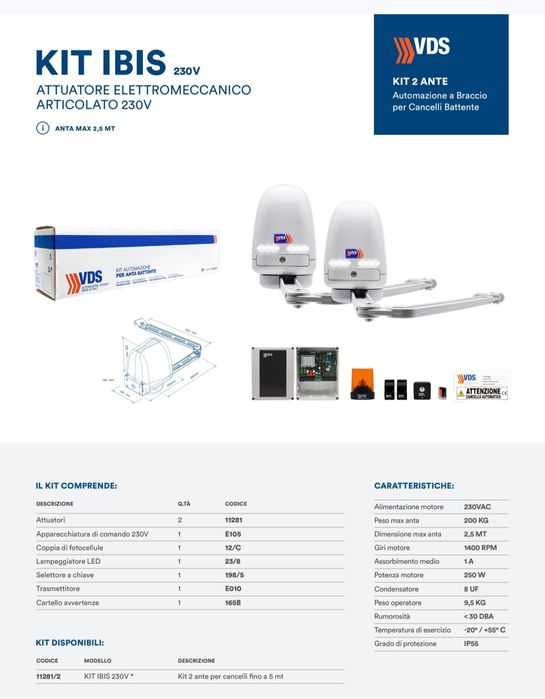 Автоматика за врати с крила на панти VDS IBIS