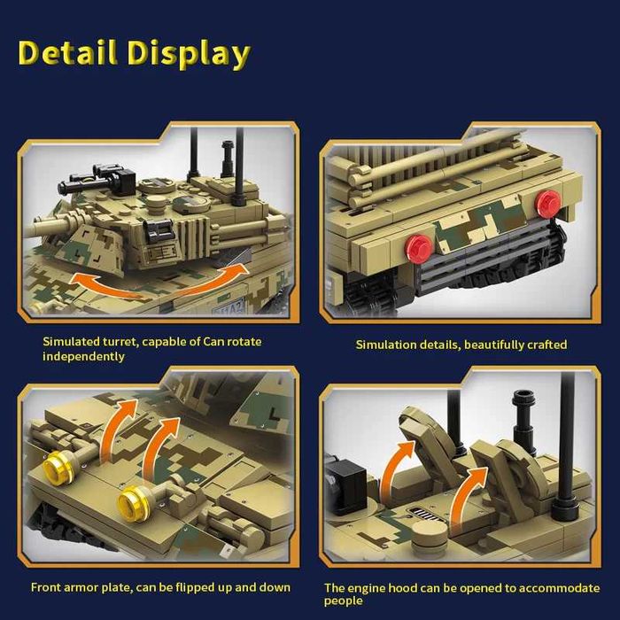 Set constructii tanc M1A2 Abrams 605 piese tip Lego