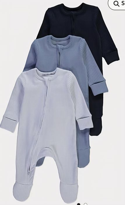 George 3 броя нови бебешки ромпъри с цип