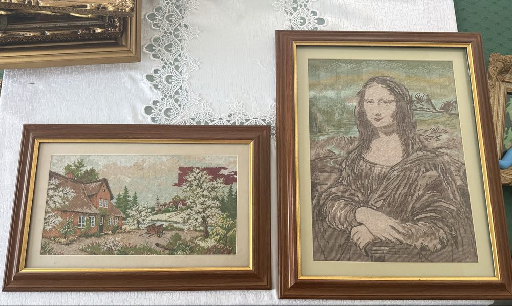 Vand doua tablouri goblen: Primavara si Mona Lisa.