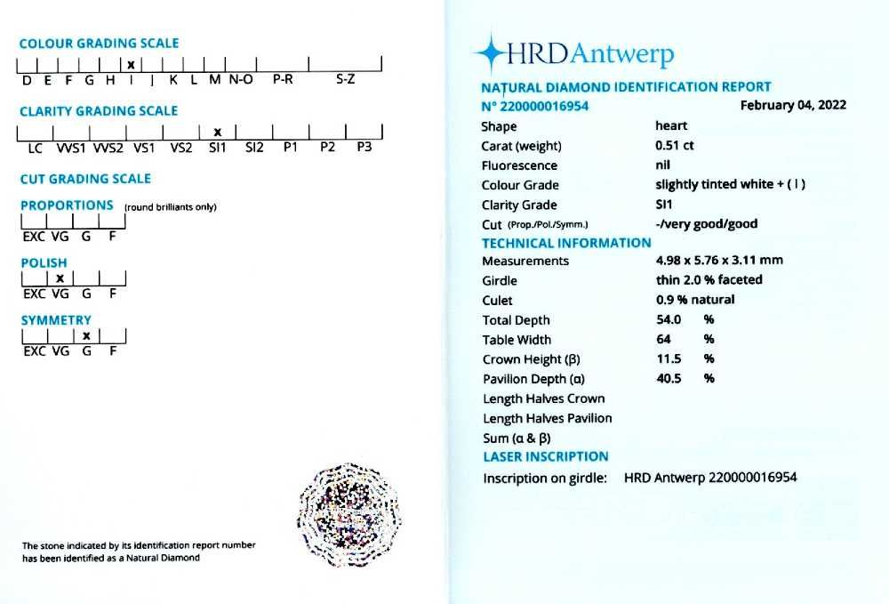 Diamant inima 0,51 ct., HRD-cod 8850