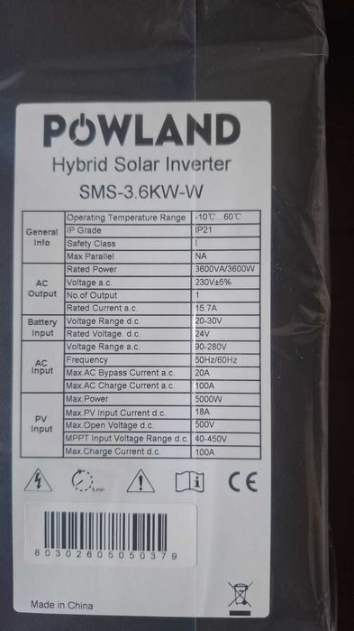 Invertor solar hibrid de 3,6KW, 5kw la 24V si 6,5kw/48V