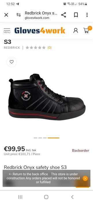 Teneși Piele Naturala Redbrick Onyx Safety Shoe S3.  Nr.39,5