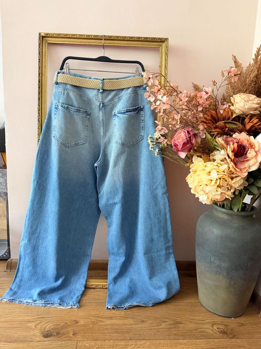 ZARA Дамски стилни широки дънки