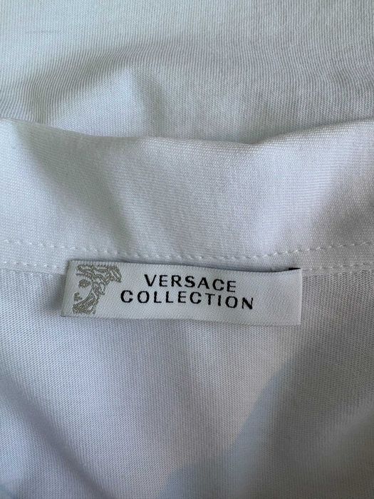 Мъжко поло Versace с бродерия Medusa, оригинал, ново - M - бяло, сиво