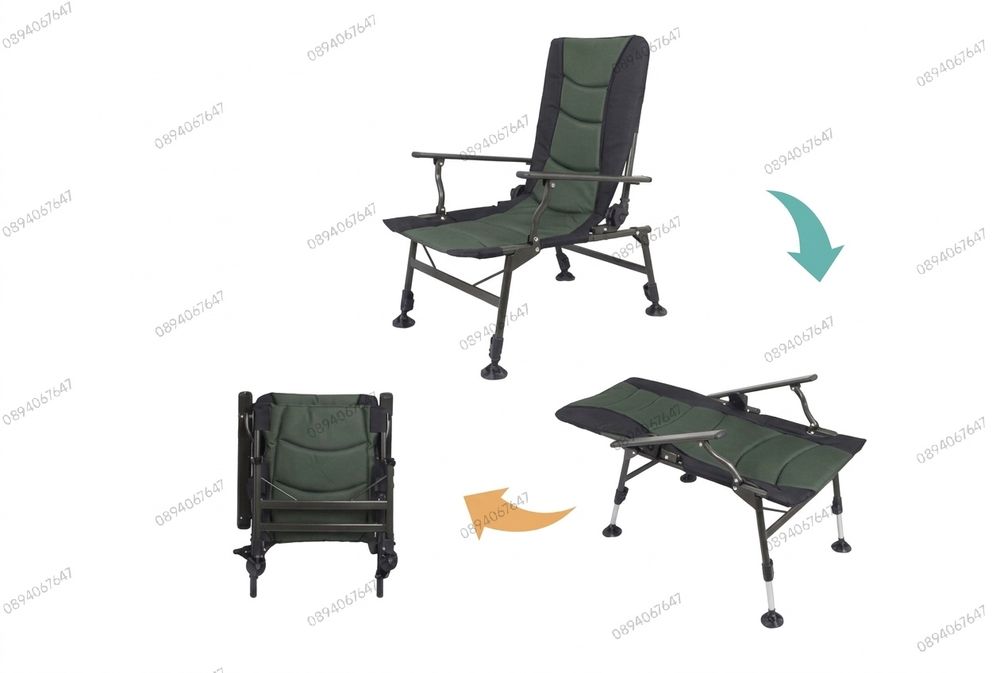 Сгъваемащ стол за риболов, къмпинг с регулируема облегалка  Carp Chair