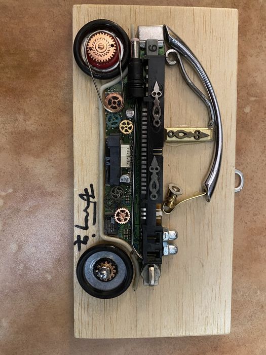 Decoratie hand made "Motocicleta retro" -Arta din piese reciclate
