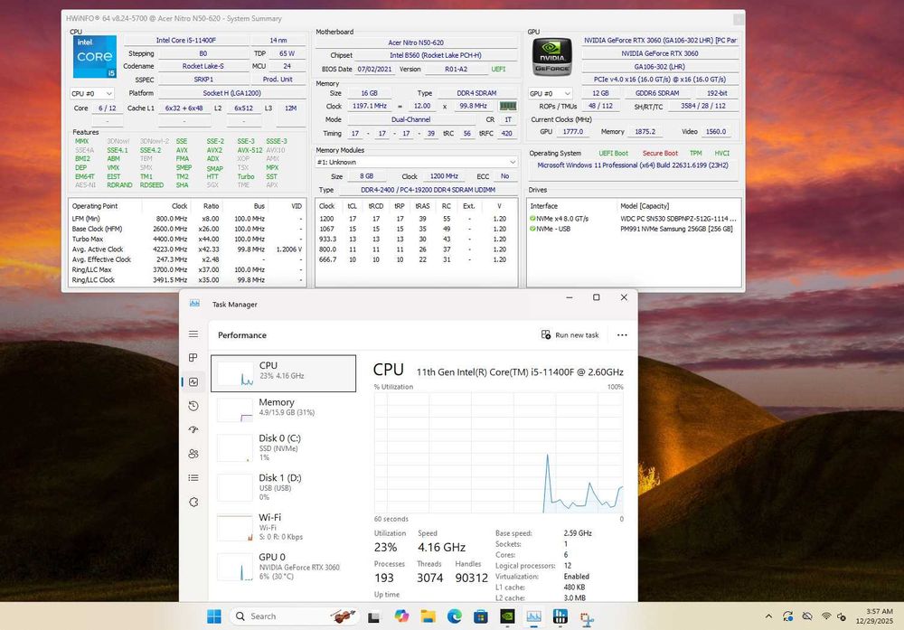PC Gaming Intel Core i5 11400F RTX 3060