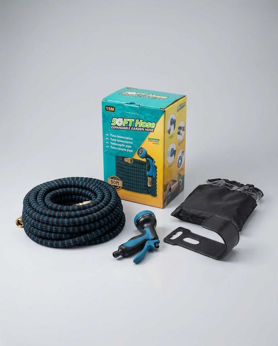 Jsdoin - Furtun extensibil pentru gradina 15 m, cu pistol de stropit si adaptoare