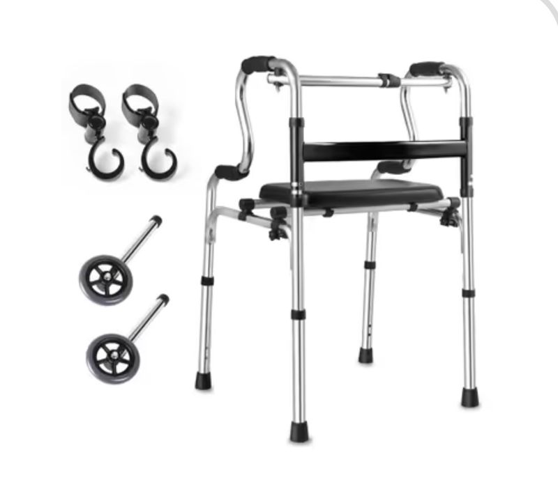 Cadru de mers pliabil pentru seniori - Aluminiu ajustabil