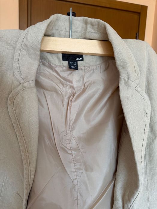 Дамско ленено сако H&M в бежов цвят,размер 40