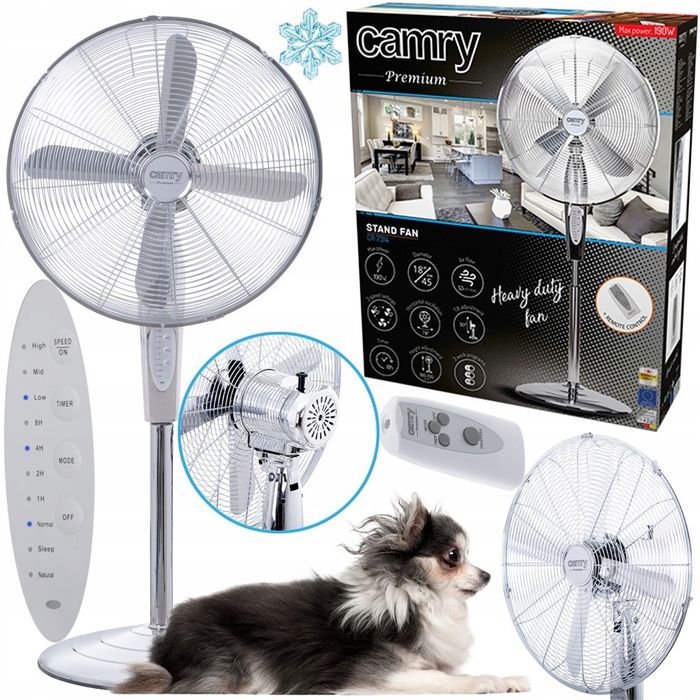 Ventilator inox cu telecomanda CAMRY,45 cm,3 viteze,190W,temporizare
