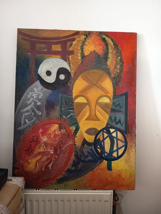 Tablou Vechi Pictat Cu Forme Oculte