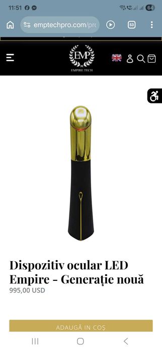 Dispozitiv LED Empire pentru ochi – Instrument revitalizant pentru îngrijirea ochilor