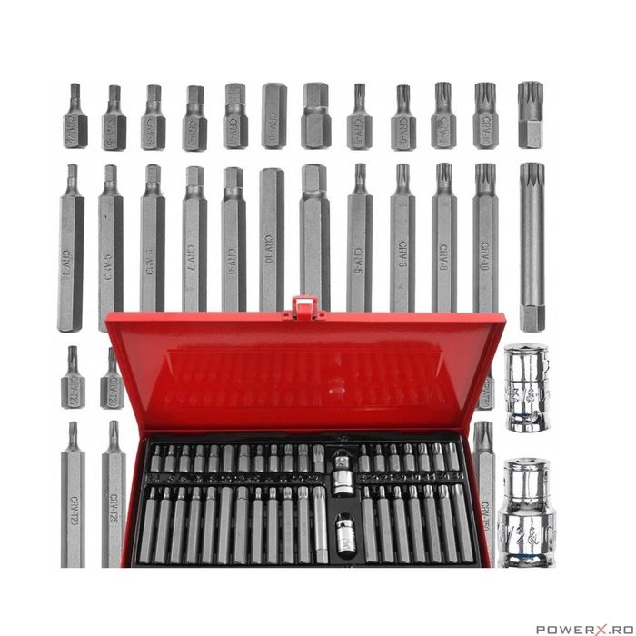 Trusa biti, imbusuri, torx, canelat, 40 piese, 30-75 mm, Verke