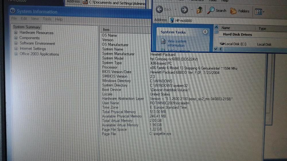 Laptop Compaq nc6000 ecran in stare vizuala perfecta, cu placa Wi-Fi