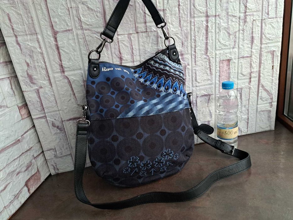 дамска чанта Desigual ,текстилна синя торба,