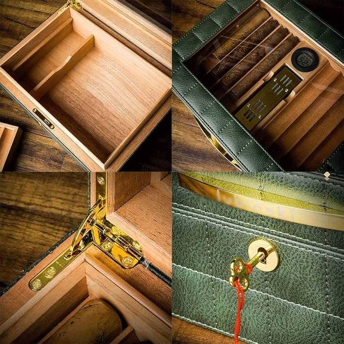 Хумидор, Кедър и кожа, Lubinski, 30-50 пури, Хидрометър и овлажнител