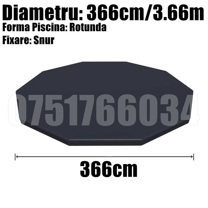 Prelata Acoperire Piscina Rotunda Cadru Metalic 366cm LivratGRATUIT