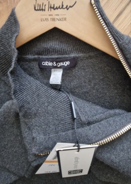 Bluză lungă / Tunică tricotată Cable & Gauge – Gri închis (Nouă cu etichetă)