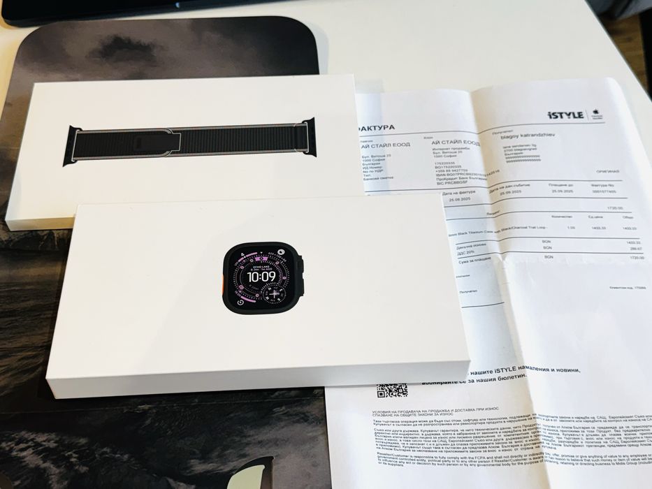 НОВ! Apple Watch Ultra 3 49MM Black Black/Charcoal Гаранция 2 години