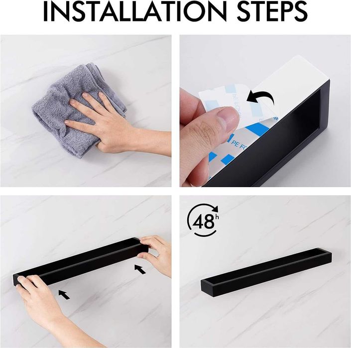 Стоманена стойка за хавлии без къртене - 40см