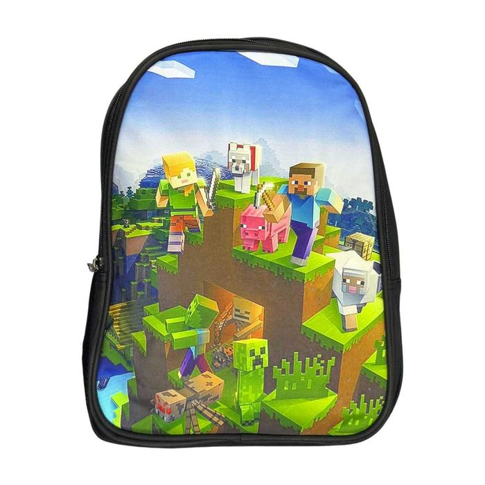 Ghiozdan Minecraft pentru scoala, 2 compartimente cu fermoar, 39x29cm